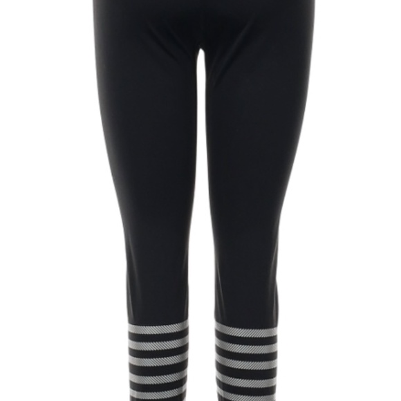 Athleta Black Race Striped Leggings. Size medium petite. - Picture 3 of 5